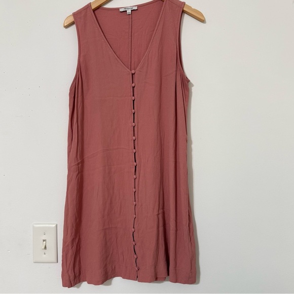 Madewell Heather Sleeveless Button Front Dress L Peach Pink Mini Casual - Picture 3 of 10